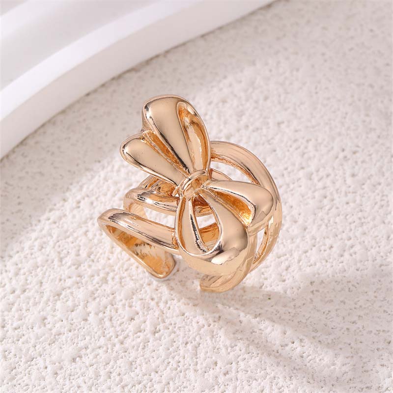 Vintage Metal Butterfly Hollow Open Rings for Women New Trendy Gold copper Color Multilayer Wide Lines Adjustable Rings Zircon