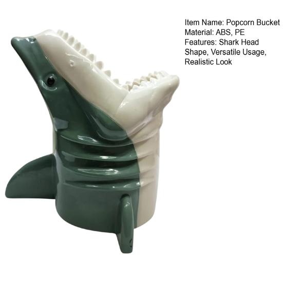 Shark Head Popcorn Bucket Realistic Movie Snack Bowl ABS Plastic Popcorn Serving Bowl Movie-themed Popcorn Bucket