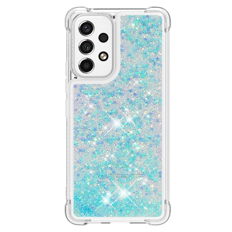Glitter Liquid Sequins Quicksand Phone Case For Samsung Galaxy A53 A13 A23 A33 A73 5G A03s Case Cartoon Animal Shockproof Cover