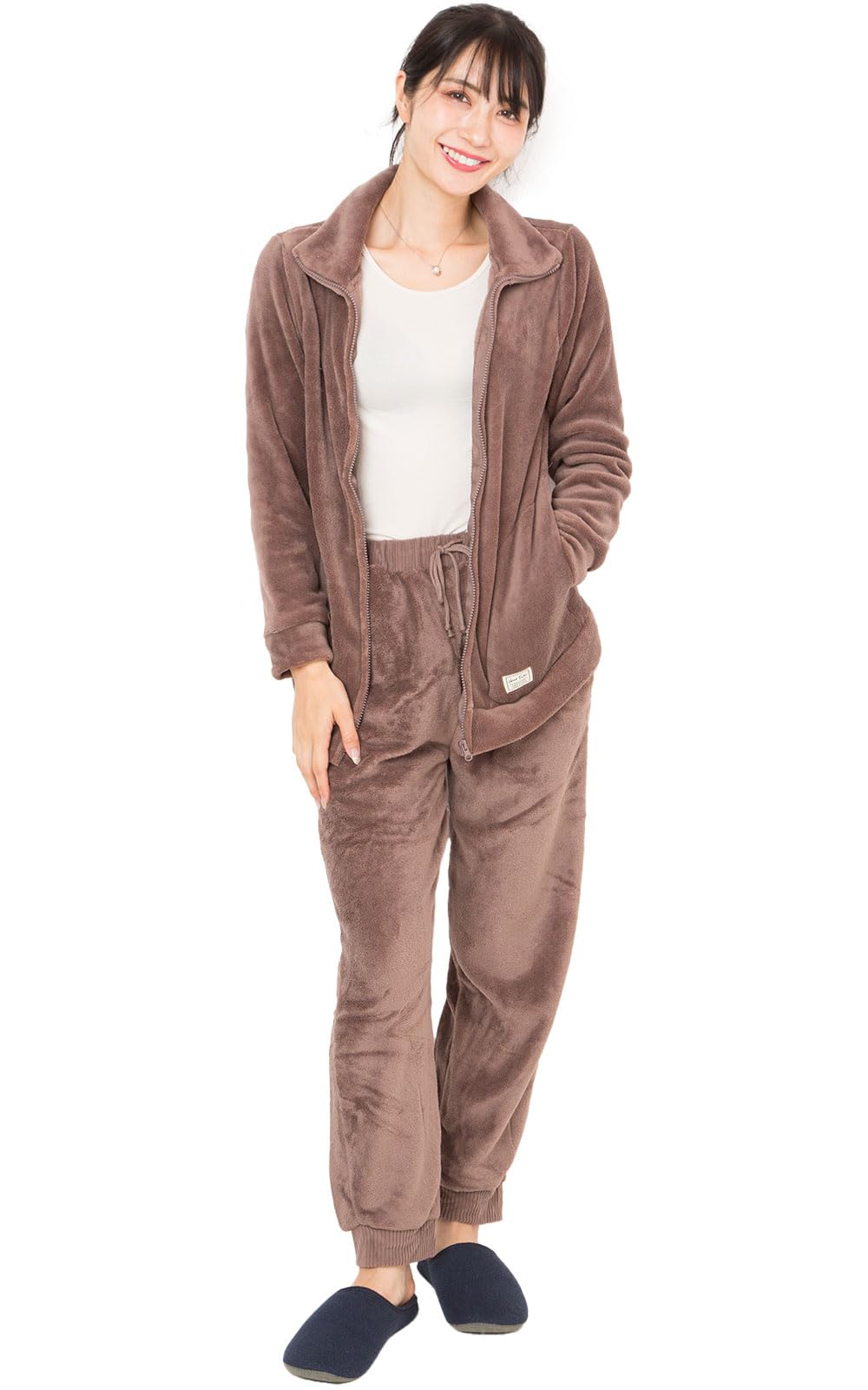 

factory Fluffy Microfiber Pajama Top and Long Loungewear for Fall and Warm and Comfortable and One Size Fits Y s Women s Set, Open-Front Pants,