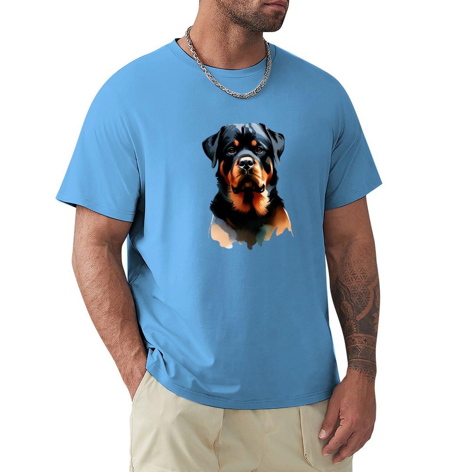 Watercolor portrait of a Rottweiler T-Shirt Blouse blacks new edition mens tall t shirts S