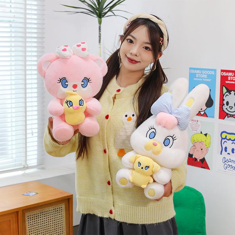 Plush doll toy bow rabbit bow bear boutique doll throw pillow mascot