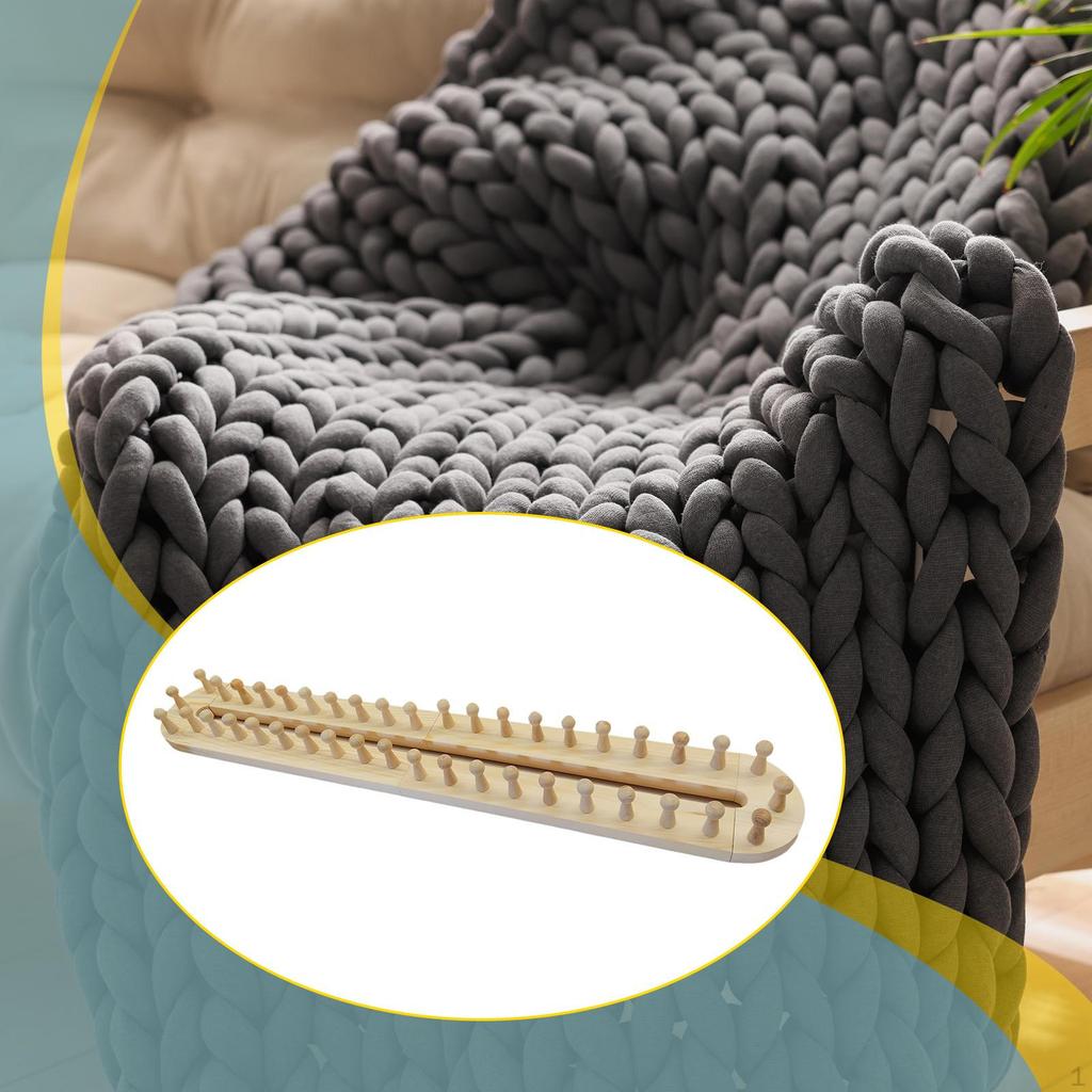 Blanket Loom for Chunky Yarn Hand Knitting Wooden Solid Wood DIY Throw Blankets Scarves