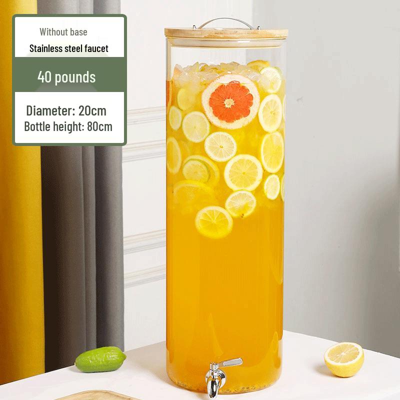 Large Capacity Glass Beverage Dispenser with Faucet for Cold Drinks and Fruit Tea