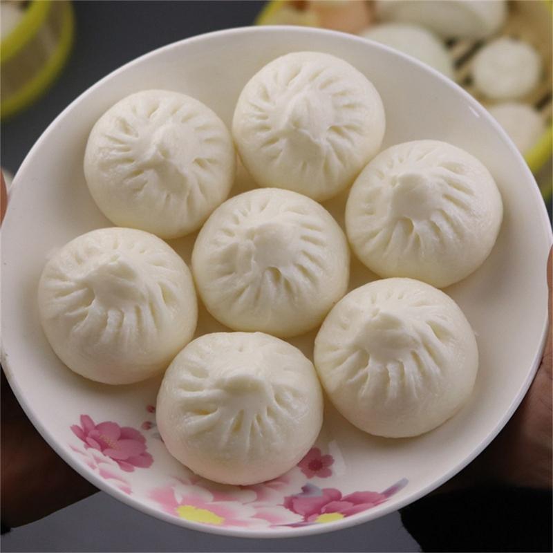 5.5cm Steamed Stuffed Buns Simulation Food Soft Decompress Fidgets Relieve Stress Toy for Adult Kids Kitchen Photo Props
