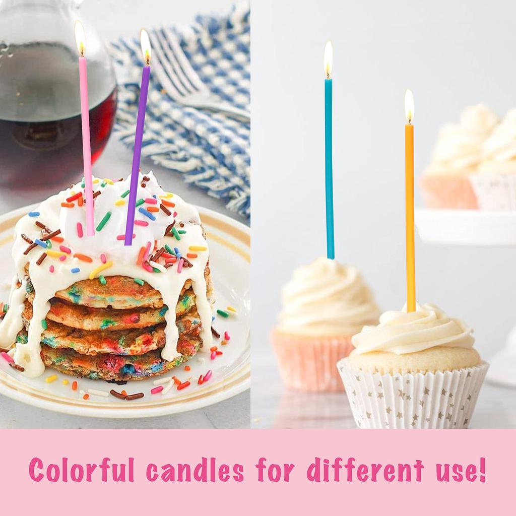 6PCS/1Box Thin Long Birthday Cake Candle Halloween Creative Slender Pencil Style Birthday Candle Christmas Party Cake Decoration