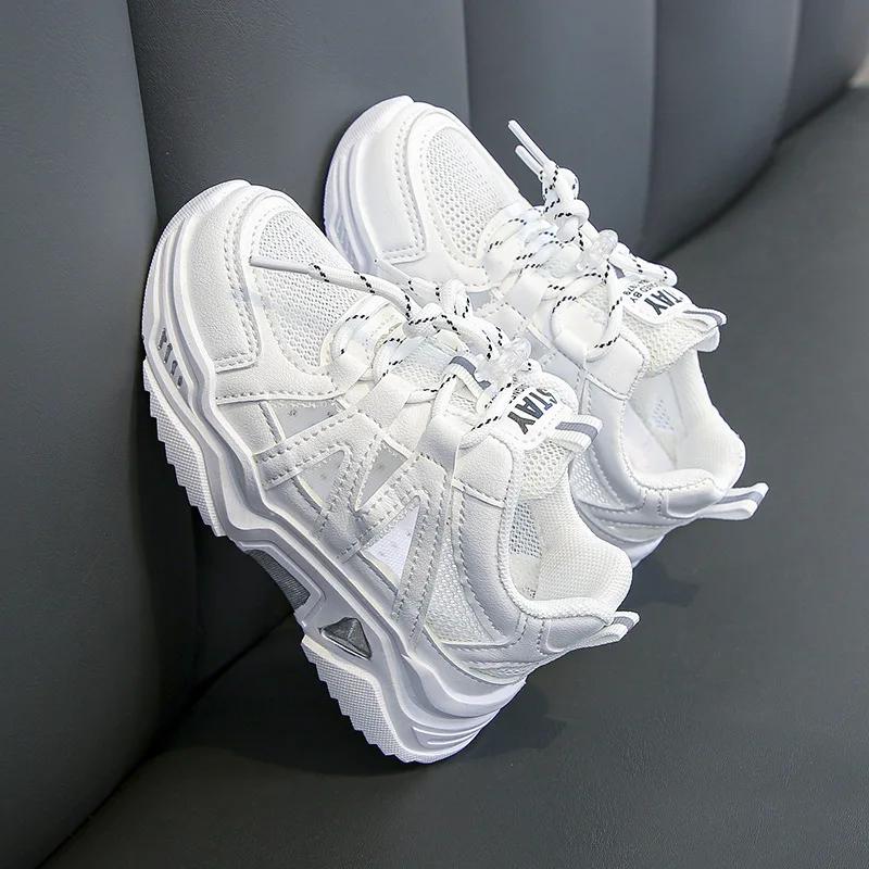 

Children White Shoes Mesh Summer New Boys Sports Shoes Breathable and Non Slip Kids Girls Running Shoes Size36-27 26(Insole16.2cm) білий
