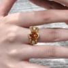 Inspired design inlay diamond hollow out orange gemstone rings for women exquisite luxury ring wedding banquet jewelry gift