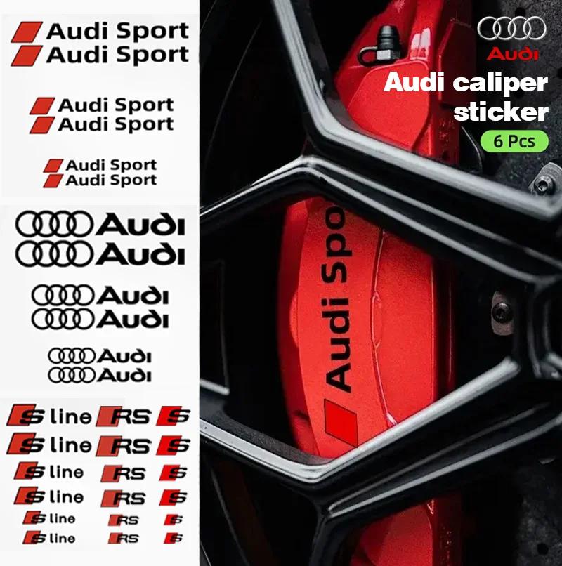 6Pcs for Audi Sport Sline Q5 Q3 Q2 Q7 A3 B5 B6 B7 B8 B9 8P 8V 8L A5 A4 C6 C5 A1 A6 A7 A8 Car Brake Caliper Sticker Decoration