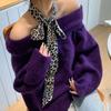Leopard Retro Ribbon Long Silk Scarf Headband Tie Waistband Bag Handle Accessory Thin Scarf Necktie Women Neck Scarves