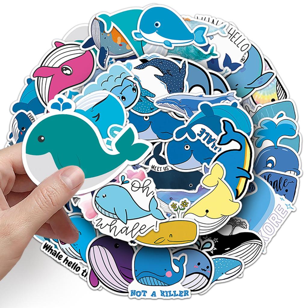 51PCS Whale Cartoon Graffiti Stickers - Marine Animal DIY for Phone Cases, Water Bottles, and Suitcases