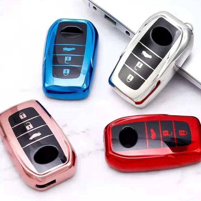 New Car Key Case for Toyota Fortuner Prado Camry Rav4 Highlander Crown 2/3/4 Button Key Cover Holder Shell Fob Protector Accessories