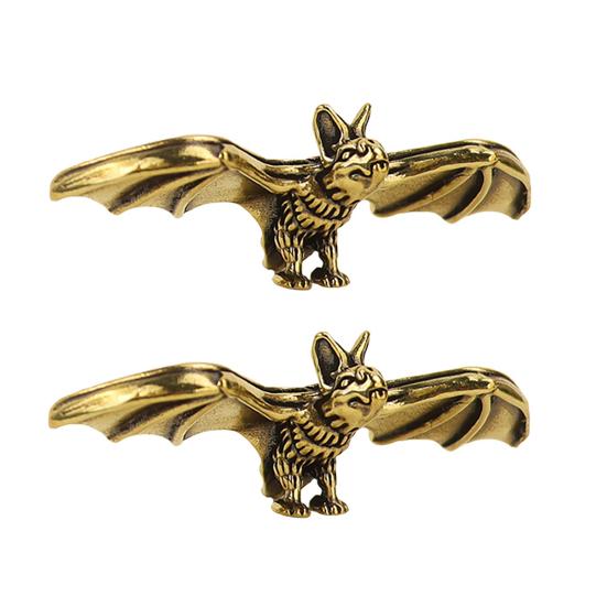 Gothic Style Living Room Accessory Brass Bat Figurines, Vintage Copper Flying Statue, Collectible Mini Animal Figurine Ornament, Desk Feng Shui