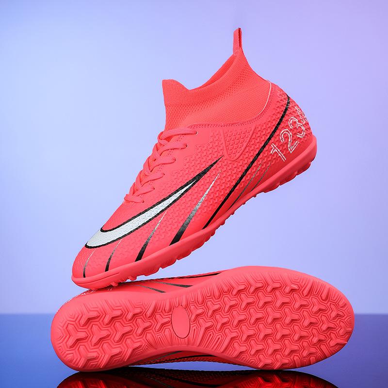 Ronaldo's New High-top Football Shoes Men's Broken Nails Children's Boys and Girls Adult Non-slip Competition Training Shoes