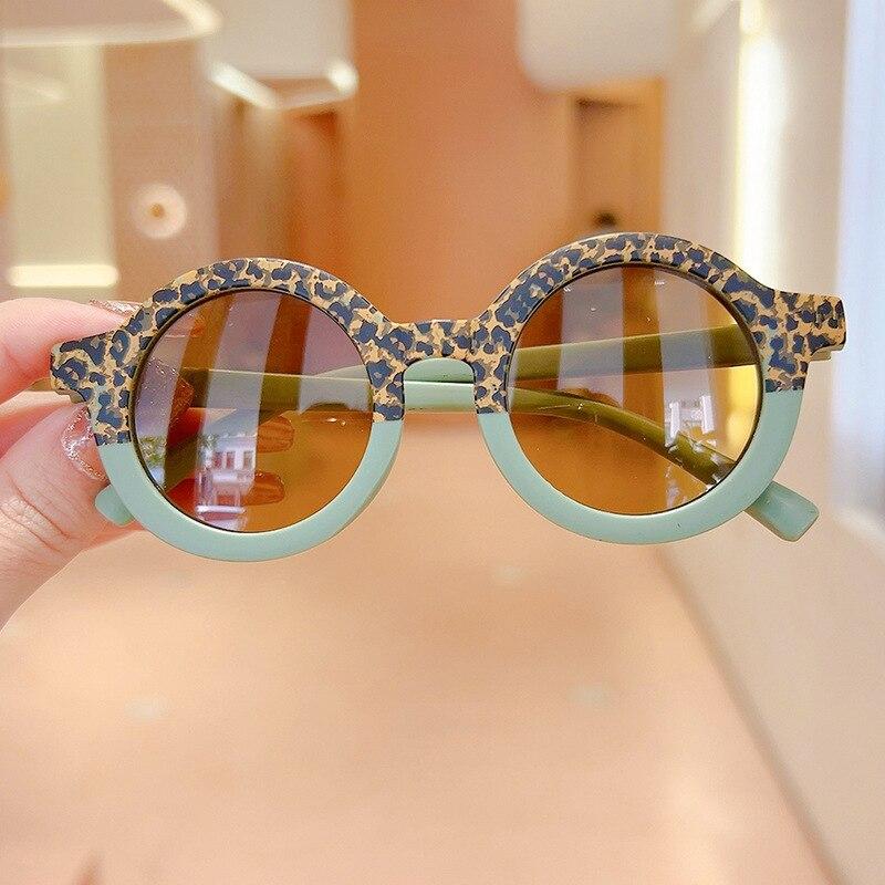 Children Boy Girl Leopard Double Color Cartoon Bear Shape Round Sunglasses Kids Vintage Sunglasses UV400 Protection Classic