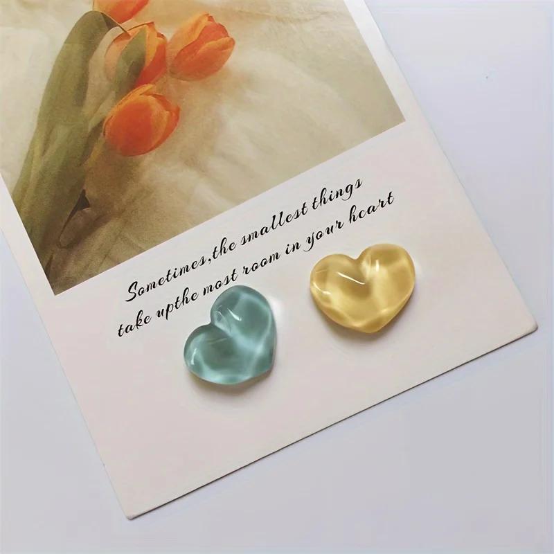 6 stk Hjerteformede Kjøleskapsmagneter Sett, Sterk Plast Vannkrusning Design, Magnetisk Whiteboard Bilde Kjøleskapstilbehør