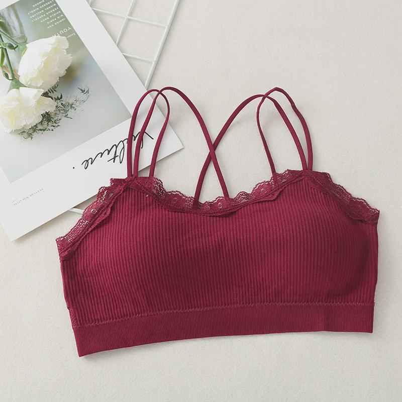 Women's Hot-Selling Lace Tube Top: Sexy Cross-Strap, Beautiful Back Yoga Vest