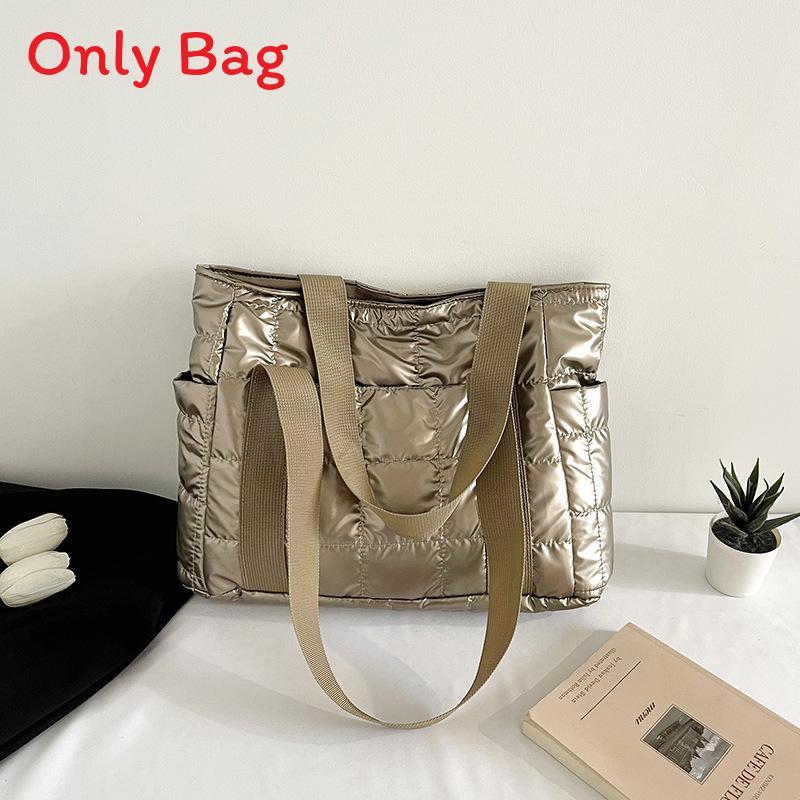 Cotton Tote Bag With Grid Pattern For Casual Daily Use