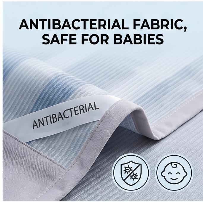 Striped 3-Piece Fitted Ice Silk Mat Set, Soft Anti-Bacterial Bed Sheet for Summer, Breathable Cooling Bedding for Home & Dorm