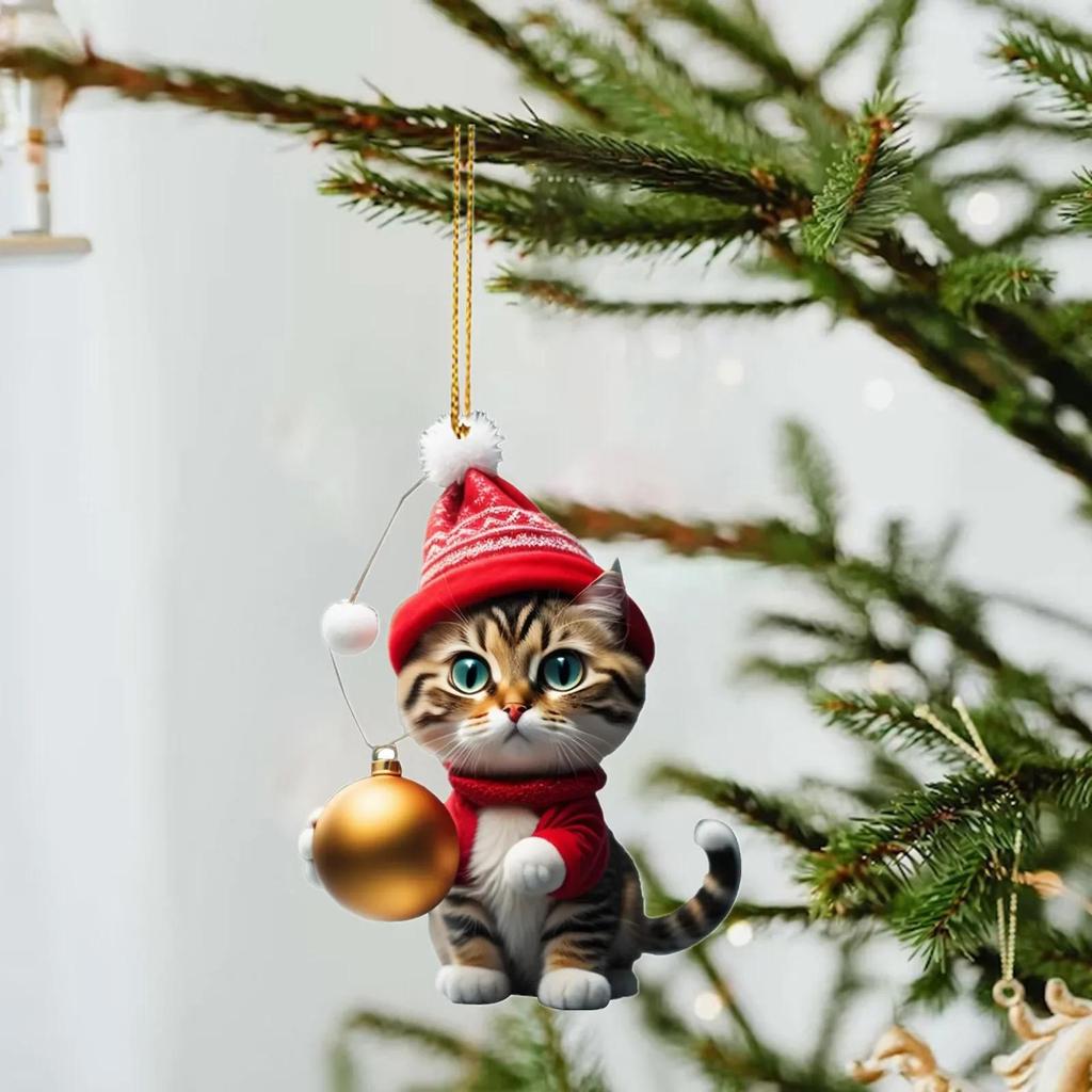 Cartoon süße Katze 2023 Weihnachtsschmuck hängende Dekoration Geschenk Weihnachten hängender Baum personalisierter Anhänger Partyzubehör
