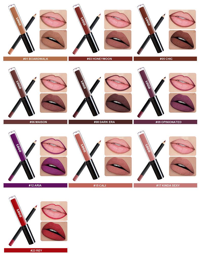 Waterproof Matte Lip Liner & Gloss Set: Long-Lasting, Non-Fading, Non-Stick