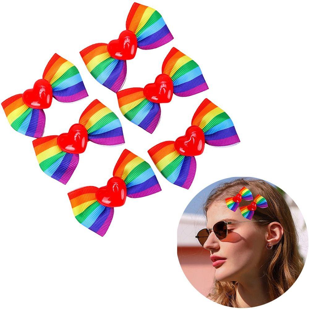 Jumbo Large Rainbow Hair Clips Elastic Ribbon Hair Band Hair Pins Rainbow Hair Bow Ties  Party