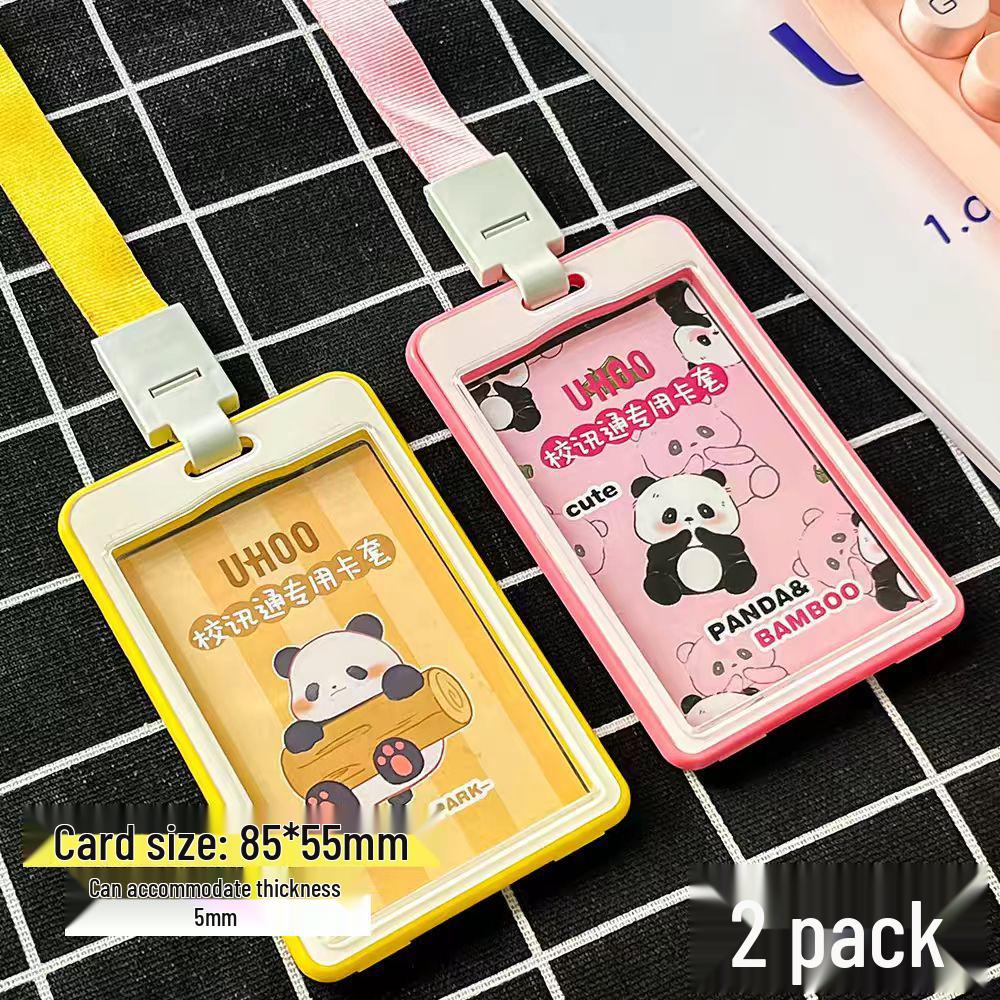 Panda-Schule All-in-One Lanyard: Doppelseitiger transparenter Kartenhalter mit großem Platz für Zugangs- & Essenskarten
