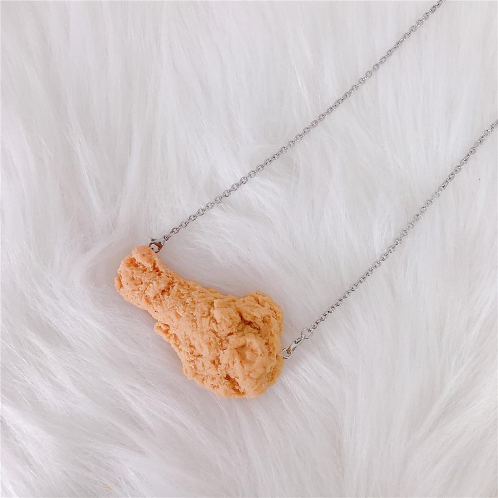 Simulation Fried Chicken Pendant Necklace Lovely Funny Realistic Food Jewelry