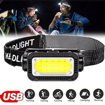 Minilinterna frontal COB superbrillante Carga Tipo-C Faros 300LM Linterna frontal 18650 Camping Emergencia Portátil Linterna Impermeable