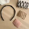 Women Headband Foldable Stretchy Portable Travel Hair Hoop Pure Color Anti-slip Teeth Bang Headband