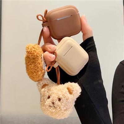 Plush Bear Pendant Protector for Apple Airpods 1 2 3 Wireless Earphone Silicone Protector for Airpods Pro 2 Earphone Soft Case
