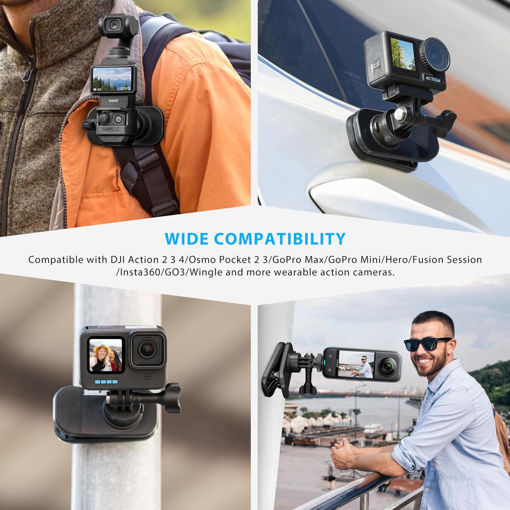 Für OSMO Pocket 3 360° Rotation Rucksack-Clip-Halterung Schultergurt Zubehör für DJI Pocket 3/OSMO Pocket/Action-Kameras