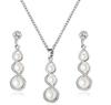 Diamond and Pearl Geometric Flower Jewelry Set - Necklace and Earrings for Women