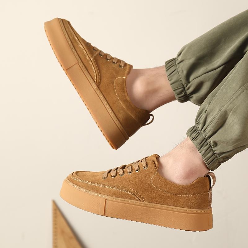 Fashion New Business Flats Stylish Male Skate Footwear Outdoor Men Shoe Leather Fashion Men's Walking Shoes Lace-Up Men Casual Shoes