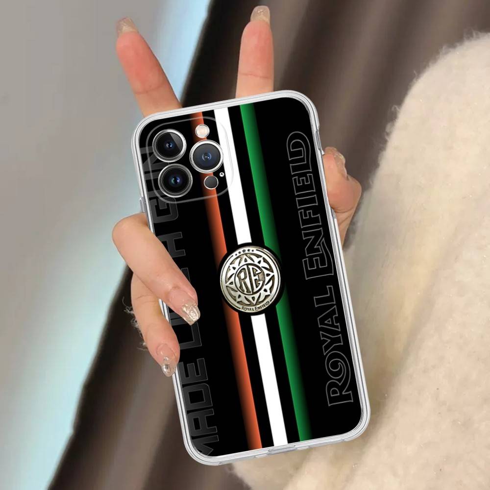 R-ROYALS E-ENFIELDS Logo Pour Étui de Téléphone IPhone 17 16 15 14 13 12 11 Pro Max Plus Silicone Haut de Gamme