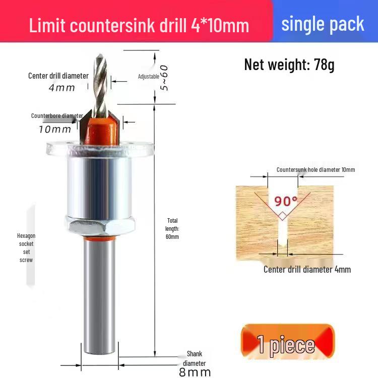 Alloy Head Countersink Drill Bit for Woodworking and Screw Installation
