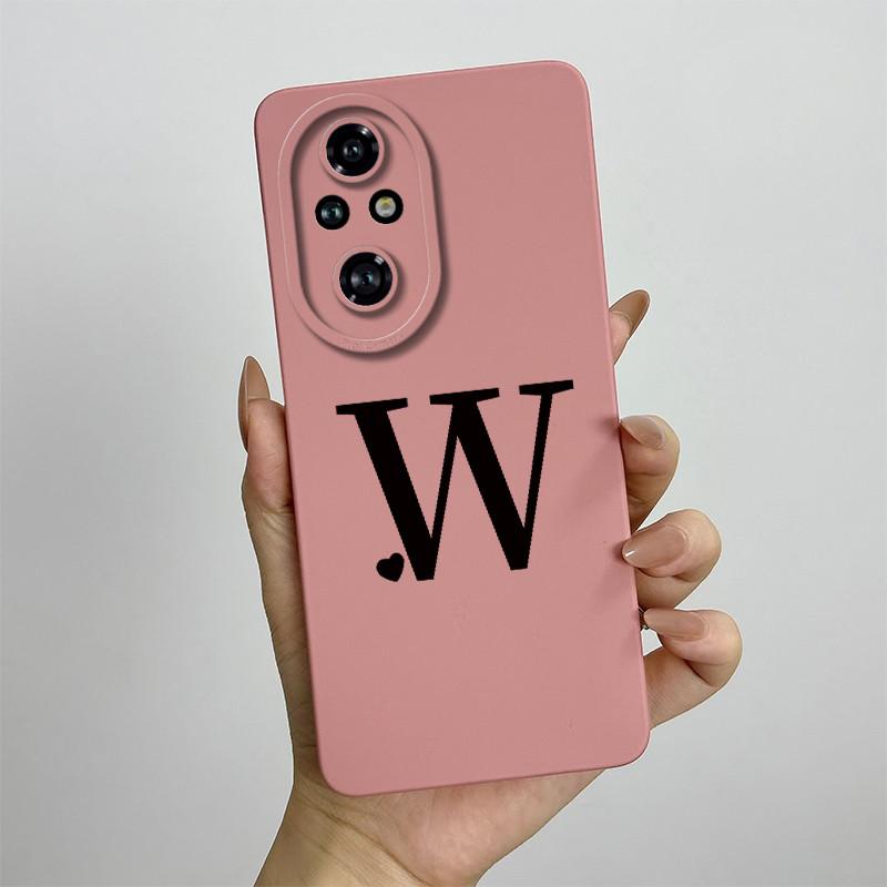 For Honor 200 Case Honor 200 Pro Phone Case Cute Initial Letters Square ShockProof Soft Silicone Back Cover Fundas Honor 200 Pro