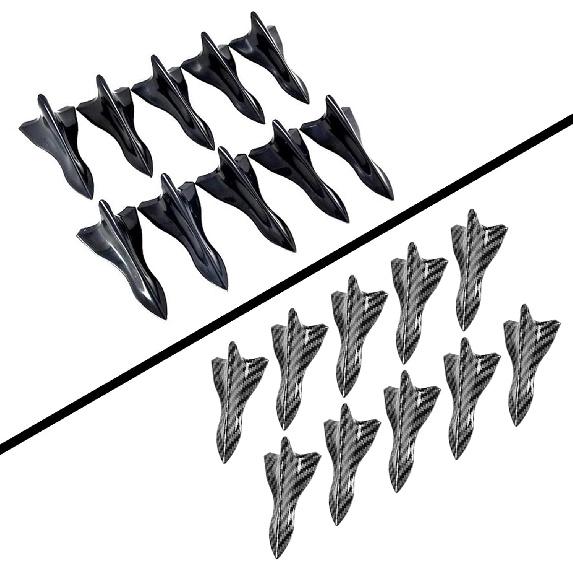 10PCS Self-Adhesive Car Diffuser Shark Fin Kit, Waterproof Air Vortex Generator, Compatible With Pointed Spoiler Roof Wing Car Exterior Decoration