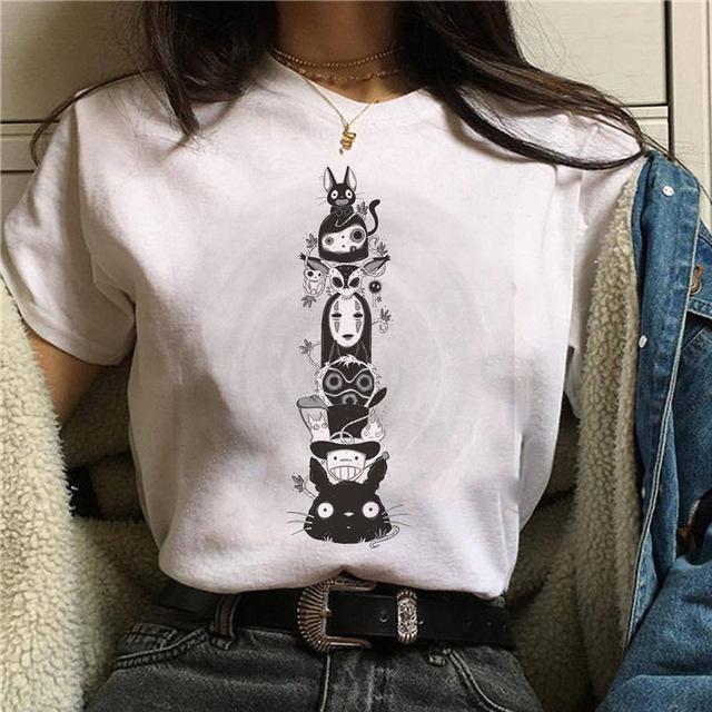 

Korean Fashion Flower Graphic Women s T-Shirt 90S Harajuku Summer Shirts Short Sleeve Loose White O-Neck Blouses Female Y2K Tops S білий