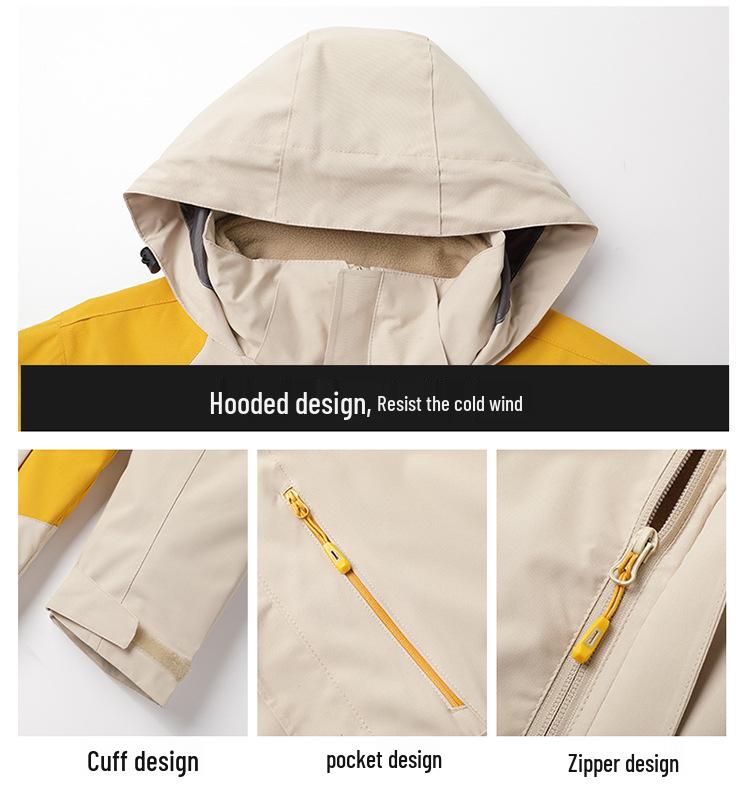 Windproof Cold-Resistant Detachable 3-in-1 Couple's Outdoor Jacket