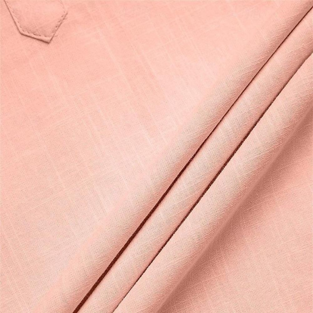 Men's Linen Shirts Short Sleeve Button Up Neck Stand Collar Casual Summer Home Daily Shirts