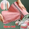 3PCS Kitchen Coral Velvet Dish Towel Rag Non-stick Oil Dish Cloth Double-sided Absorbent Thickening Scouring Pad