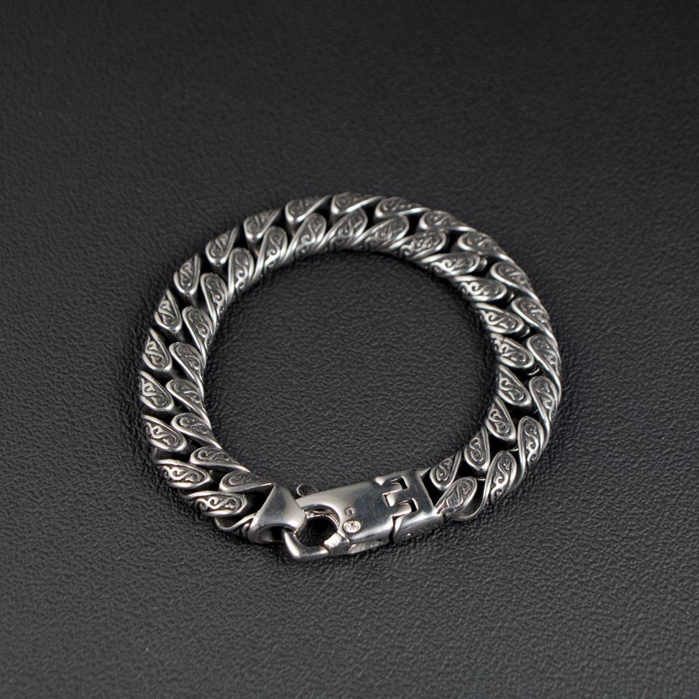 Разные размеры Винтажный Мужской Кубинский Звеньевой Браслет Панк Нержавеющая Сталь Мужской Браслет на Запястье Браслеты Браслет Viking Ювелирные Изделия 19cm серебряный