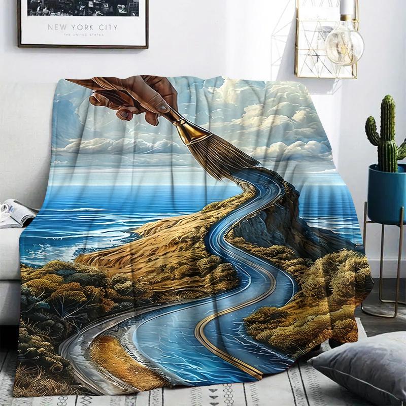 1Pc  New Retro Blanket With Dali Dreamy Print, Warm And Soft For Sofa, Bed, Car, Office, Camping, Travel - Perfect Gift For