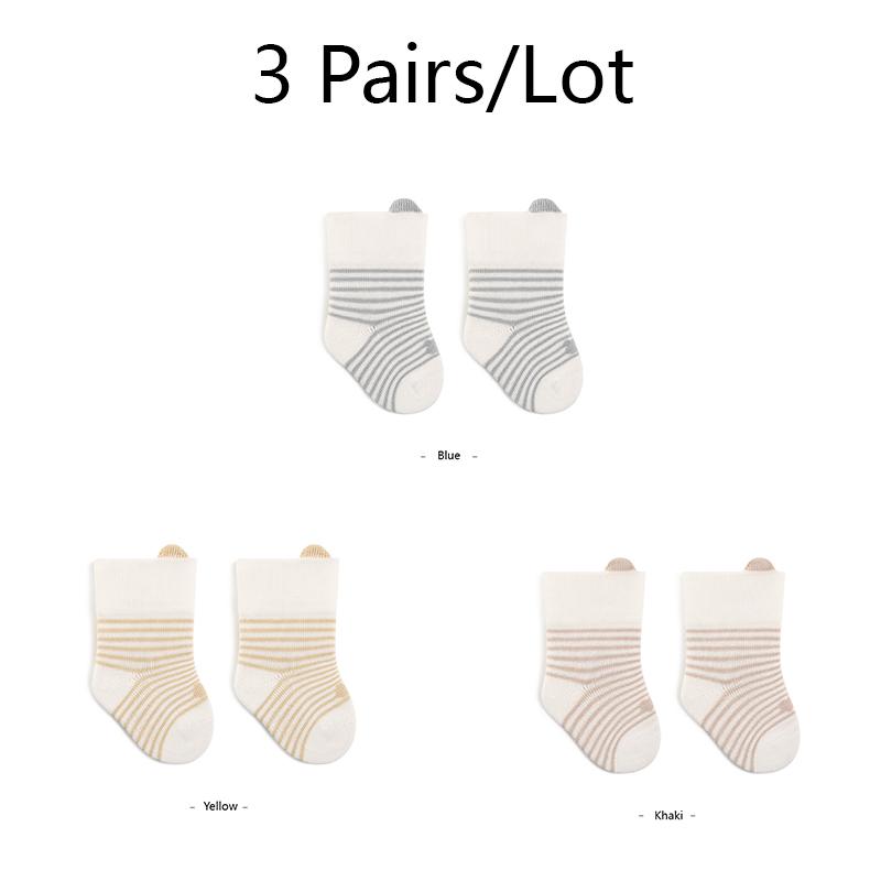 3 Pairs Baby Adorable Floor Socks Breathable Casual Socks For Boys and Girls Striped Cute Kids Indoor Socks