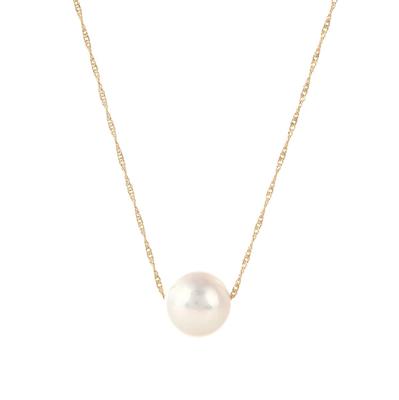 Happy Goods Shop Collana Singola Akoya in Oro 18K, Perla 8-8,5mm, Oro, 40cm, Da Donna, Perla, Ciondolo,