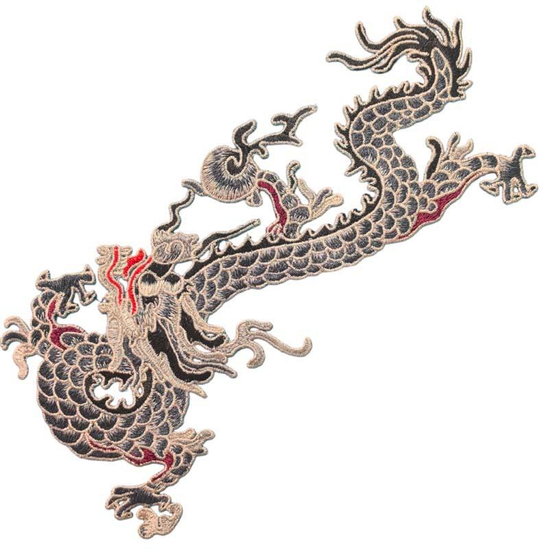 1Pc Blue Golden Chinese Style Large Dragon Sewing Embroidery Patches Clothing Applique Decoration Accessory