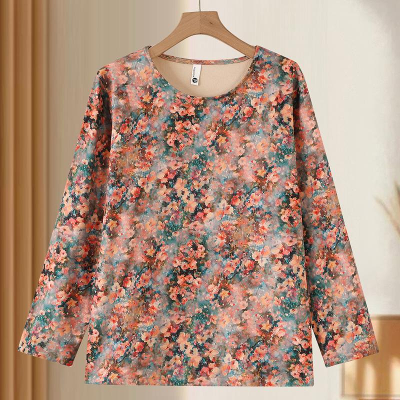 

Большие размеры 3XL-7XL Повседневные топы с длинным рукавом для женщин Толстовки Свободные Оверсайз Пуловеры для женщин среднего возраста Винтажная одежда 3XL