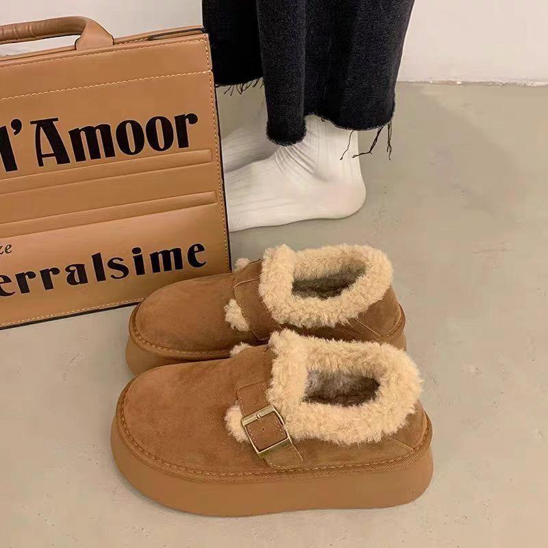 

Платформенные зимние ботинки женские зимние бархатные лоферы Merad хлопковые туфли новые ретро Биркенштоки на одной педали 35 малиновый