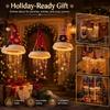 LED Santa Hat Hanging Light Christmas Hat Pendant Lamp with Tassel Bell Star Ornaments Xmas New Year Party Decoration Light